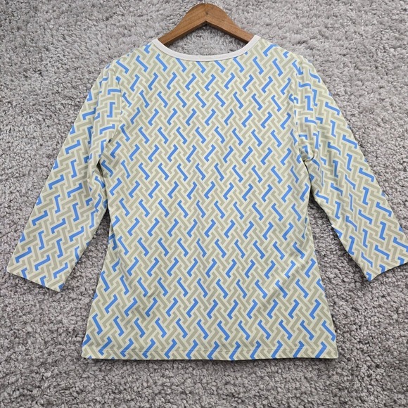 J McLaughlin Shirt Women Large Dillards Henley 3/4 Sleeve Stretch Catalina Cloth - Picture 7 of 11